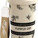 [2-IN-1 LID] Travel Mug,Coffe mug,Coffe cup,Ceramic coating Lined,316 Stainless Steel,BPA Free,Vacuum Insulated Tumbler for Water, Iced Tea or Coffee, Smoothie and More (Peony-White, 18 Onuces)