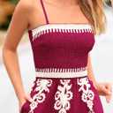 PRETTYGARDEN Women's Summer Boho Jumpsuits One Piece Beach Vacation Outfits Spaghetti Strap Wide Leg Pants Rompers (Wine Red Apricot Floral,XX-Large) (Red, XXL)