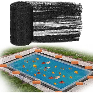 25 x 45 Feet Pool Leaf Net Cover - Rectangle Inground Swimming Pool Cover, Keeps Leaves Out (Black)