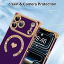 OOK Magnetic Case for iPhone 17 Pro 6.3 Inch [Wireless Charging Compatible] Soft TPU Heart Design Phone Cover with Screen Protector Shockproof Protection Slim Case for Women - Purple (Purple (NO Strap))