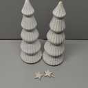 Wooden Christmas Tree Figurines with Removable Star, 2Pcs Distressed White Wood Christmas Trees, Rustic Xmas Centerpieces for Tables, Farmhouse christmas Decor Indoor (WHITE)