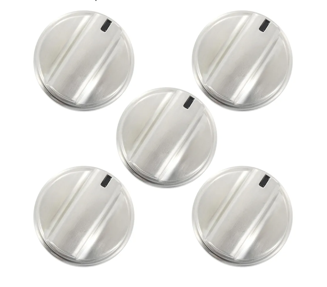 Wb03x24818 Stove Knob Top Surface Range Burner Control Knob Stainless Steel Colored Compatible with GE Oven D-Shaped Metal Base Heat Insulation 5 Packs