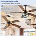 Depuley 52-Inch Ceiling Fans with Lights: Caged Ceiling Fans Dual Finish 5 Blades - Farmhouse Ceiling Fan with Remote Control for Rustic Living Room Outdoor Patio Reversible (Black Walnut)