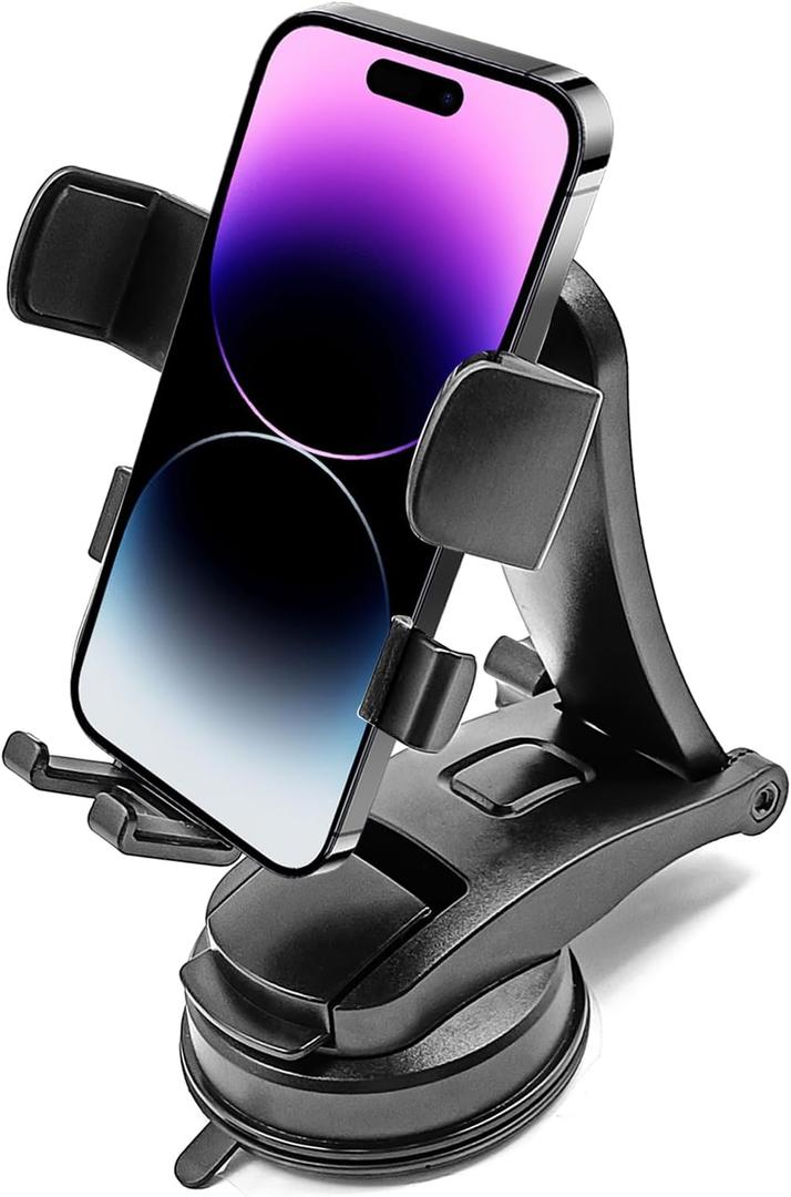 ZOKYUYS Car Phone Holder Mount Clip, Upgraded 3-in-1 Car Phone Holder Mount, Powerful Vacuum Suction Phone Mount for Car Dashboard Air Vent Windshield, 360 Adjustable, for All iPhone Android Phone