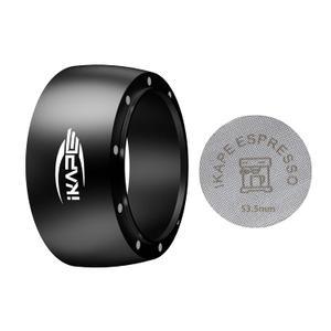 IKAPE Magnetic Dosing Funnel Set, 53MM Espresso Dosing Ring & Puck Screen Kit Compatible with Breville 54MM Bottomless Portafilter - with 8 Small Magnet (Black)