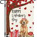 DLZDN Valentines Day Dog Garden Flag Golden Retriever Love Heart Flag 1218 Inch Double Side Vertical Burlap Farmhouse Yard Sign Spring Holiday Outdoor Decoration