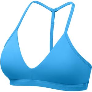 HIGORUN Workout Sports Bras for Women Backless Padded V Neck Strappy Bra Low Impact Y Back Gym Yoga Tops (Medium, Blue)