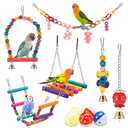 Swing Hanging Standing Chewing Toy Hammock Climbing Ladder, Cage Colorful Toys Suitable for Budgerigar, Parakeet, Conure, Cockatiel, Mynah, Love Birds, Finches