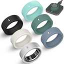 6 Pack Ultra-Thin Cover Compatible with Oura Ring Gen 4/4 Ceramic/Gen 3 Horizon/Heritage/Ultrahuman, Support Charging with Cover on, Anti-Scratch Elastic Silicone Rings Protector Accessories Men Women (M for 8/9/10/11, Black+Clear+Starlight+GreyBlue+Cactus+Green)