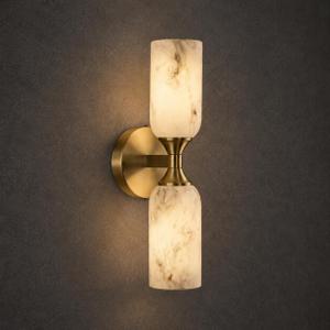 Alabaster Wall Sconce, Modern Bathroom Vanity Sconces, H65 Brass Wall Lamp, Up and Down Wall Light for Bedroom Living Room Staircases (3000K Light Source) 1 Pack