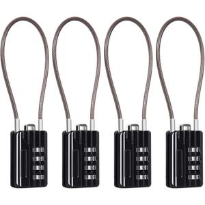 SEPOX Compact Design Resettable Combination Padlock 4 Digit, 30mm 1-3/16" Width Body, Extra Long 16cm Cable Lock for Suitcase, Travel, Gym Lockers, Helmet, Cabinets, Case, Fence, Pack of 4 Black