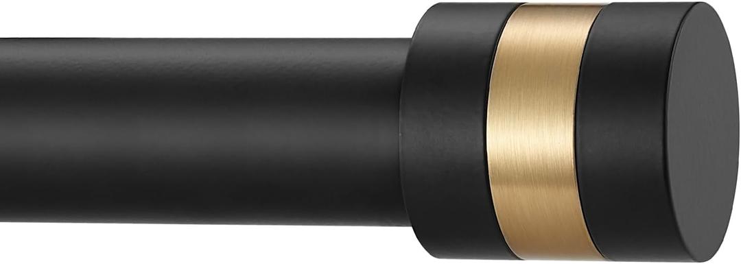 1Inch Diameter Single Curtain Rods with Decorative Finials 36-72inch, Matte Black