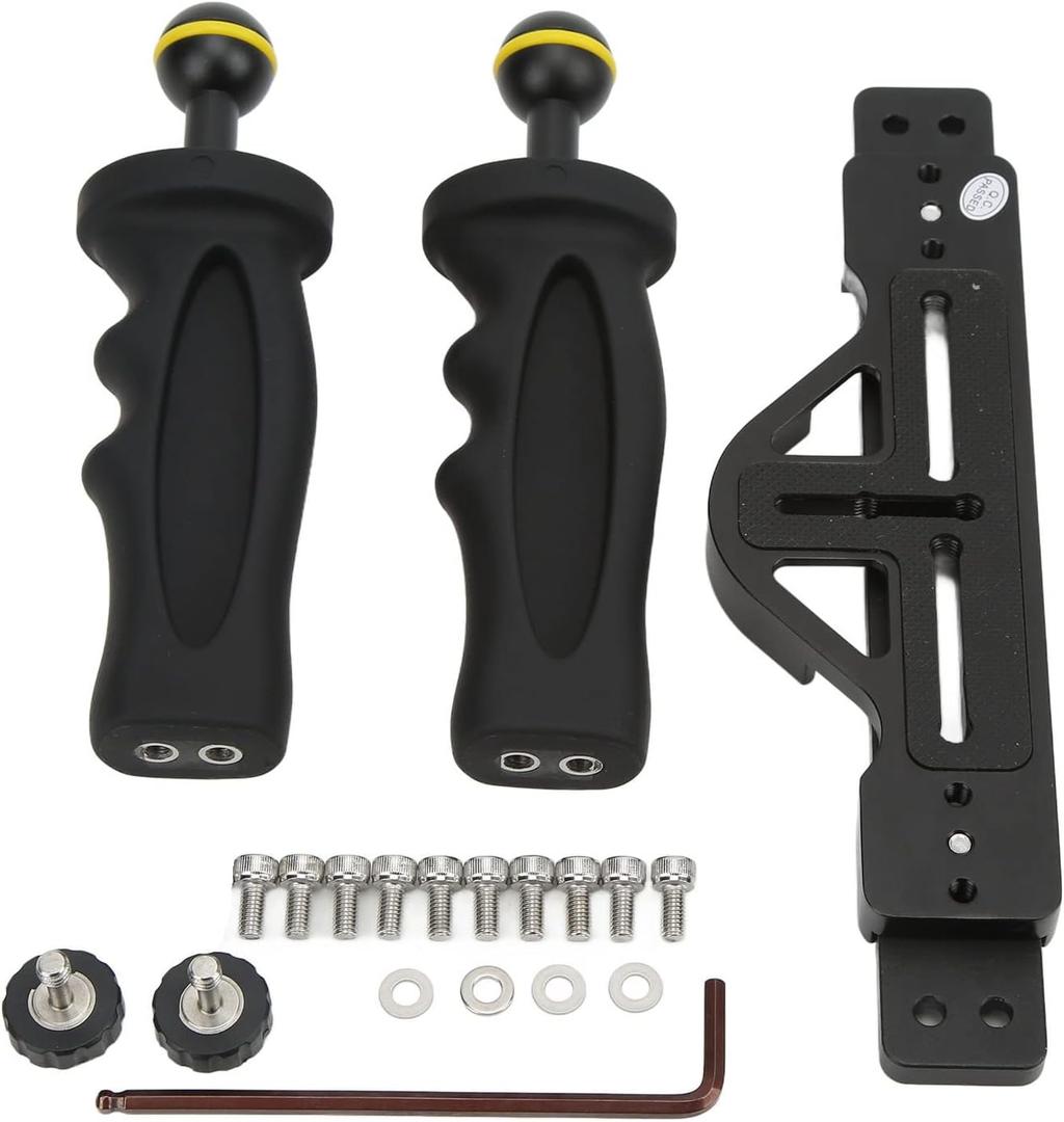 Underwater Camera Tray TS 7, Dual Handle Diving Stabilizer, Aluminum Alloy Material, Waterproof Camera Holder for Underwater Shooting with Non Slip Pad and Adjustable Handles