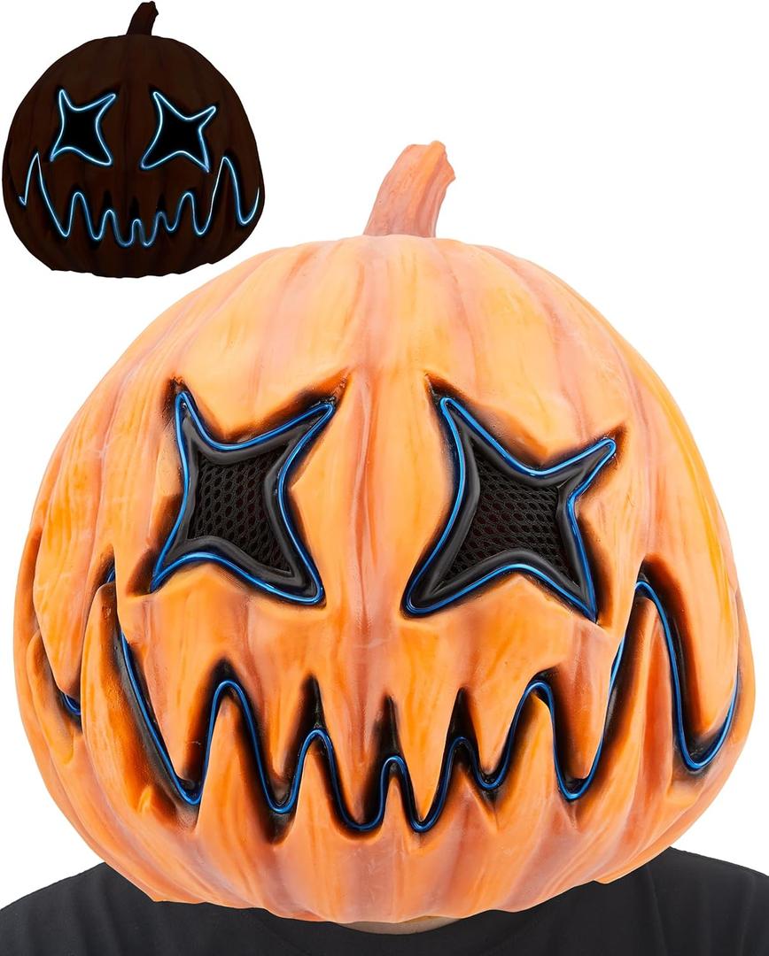AQKILO Pumpkin Mask Scary Latex Full Head Masks Fancy Dress for Halloween Carnival Costume Party-Blue