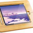 Wooden Tablet Drawing Stand - Adjustable 5 Angle Laptop Stand Riser, Compatible with 12.9/13 inch iPad Pro (3rd - 7th Gen) (Large-Fit iPad Pro 12.9/13 inches-With iPad case, Bamboo)