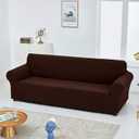 Joccun Stretch Couch Cover Slipcovers, 1-Piece Sofa Covers for 3 Cushion Couch Spandex Jacquard Washable Furniture Protector Cover for Living Room,Kids,Pets(Sofa,Chocolate)