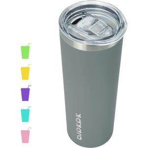 BJPKPK Skinny Tumbler with Lid 20 oz Stainless Steel Slim Vacuum Insulated Tumblers Cup, Gray