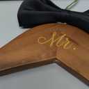 2 Pcs Bride Hanger Bride and Groom Wooden Wedding Dress Hanger Set with Bow Tie for Tuxedo Suit Wedding Gift Bridal Party Shower