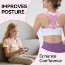 Posture Corrector For Women, Invisible & Breathable Upper Back Brace - Adjustable Back Straightener Posture Support - Relieve Shoulder, Neck & Back Pain (Large (Chest Size 38"-49"), Pink)