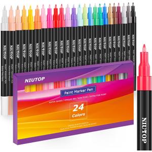 Acrylic Paint Pens for Rock Painting, 23 Classic Colors Paint Markers for Stone, Ceramic, Easter Basket Christmas Stocking Stuffers Pumpkin Painting Decorating Kit, Craft Art Supplies, Fine Tip