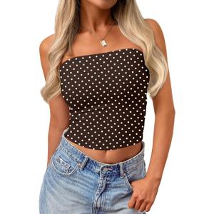 Trendy Queen Women's Strapless Bandeau Tube Tops Stretchy Butter Soft Summer 2026 (Brown, M)