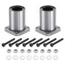 Uxcell LMK25-UU Linear Ball Bearings 26mm Bore 40mm OD 59mm Length Round Flange Nickel Plated with Screws for CNC Machine 3D Printer 2pcs
