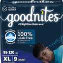Goodnites Boys' Nighttime Bedwetting Underwear, Size Extra Large (95-120 lbs), 9 Ct