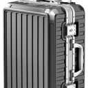 Carry On Luggage with Spinner Wheels, 8010S Aluminum Frame Zipperless Polycarbonate Hard Shell Suitcase (ZX-Core, Charcoal Metallic, 20 Inch)