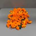 JMUQ 80 Pcs Artificial Marigold Flowers, 2 inch Silk Marigolds Bulk with Stems, Orange Artificial Flowers for Dia De Los Muertos Diwali Home Decor Marigold Garland Day of The Dead Decorations