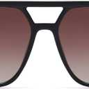 SOJOS Retro Trendy Aviator Polarized Sunglasses Men Women Vintage 70s Square Stylish Frame Sun Glasses SJ2283 (Black/Dark Brown Grading)