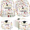 Funnymoom 100 Pcs Wildflower Graduation Party Supplies 2026 Paper Plates and Napkins, 7 Inches Disposable Plates 13 Inches Dinner Napkins Party Decorations, Serves 50 (Colorful,Grad)