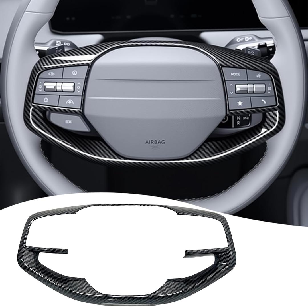 Steering Wheel Button Frame,For Kia Sportage 2026Kia K4 2025,Kia EV6 2025,Kia EV3 2025 2026 - ABS Carbon Fiber Steering Wheel Frame,Steering Wheel Button Cover Accessories, NOT FIT GT-Line Model
