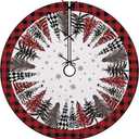 Fzbali Red Christmas Tree Skirt, 48 Inches Lace-up Farmhouse Buffalo Plaid Snowflake Xmas Tree Skirt, Winter Holiday Party Indoor Decoration Home Decor