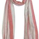 Humble Hilo Zari Weave Scarf Handmade Luxury Shawl Scarf Wrap Multicolor with Metallic Sequins (White and Light Red)