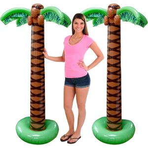 Giant Inflatable Palm Trees - 2 Pack - 6 Foot Super Sturdy Trees for Luau Parties, Beach Decor, Poolside Ambiance, Tropical Theme Decor & Outdoor Fun, Easy Inflation