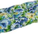 Blazing Needles Outdoor Tufted Loveseat Cushion, 42" x 19", Lesandra Sunblue