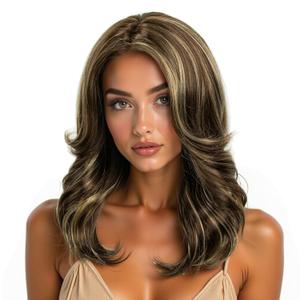 70s Brown Highlight Disco Wig Farrah Fawcett Wigs for Women Lady Natural Synthetic Full Wigs Vintage Cosplay Costume Hair Wig (Mixed Brown)