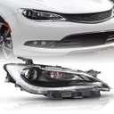 Zhaoyang Headlight Assembly Compatible with 2015 2016 2017 Chrysler 200 Halogen Headlamp w/LED DRL Chrome Trim Replacement (Right Passenger Side)