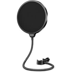 Aokeo Professional Microphone Pop Filter Mask Shield For Blue Yeti and Any Other Microphone, Mic Dual Layered Wind Pop Screen With A Flexible 360 Gooseneck Clip Stabilizing Arm