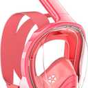 QingSong Kids Snorkel Mask Full Face, Snorkeling Set with Camera Mount, Foldable 180 Degree Panoramic View Snorkeling Gear Anti-Fog Anti-Leak (X-Small, Pink)