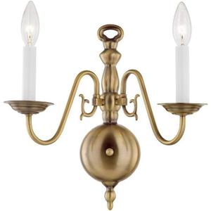 Livex Lighting 5002-01 Williamsburgh 2 Light Antique Brass Wall Sconce