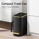 TIPGO Small Bathroom Trash Can with Lid Soft Close, Step Pedal, 5 Liter / 1.3 Gallon Stainless Steel Trash Bin, Slim Garbage Cans for Toilet, Office, Bedroom (Black)