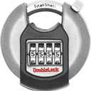 DoubleLock Crab Discus Combination Lock, Hardened Steel Round Padlock, Weather Resistant Resettable Combo Lock for Trailer, Gate, Storage Unit and Locker, 0.37 Inch Shackle, Strong Rated