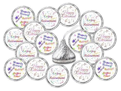 324 Retirement Kisses Stickers, Chocolate Drops Labels Stickers for Retirement Party, Party Favors Decor for Kisses, Enjoy Happy Retirement. Made in USA