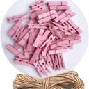 DurReus Tiny Clothes Pins Colorful Hang Up Photographs Drawings Party Clips Decor Baby Shower Game With Twine Pack 50 Pink