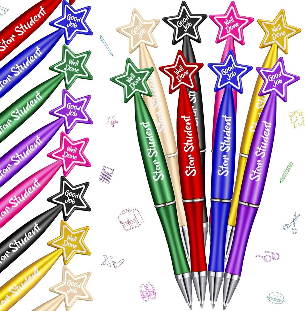 Tenceur Star Ballpoint Pens Bulk Motivational Quote Pens Teacher Appreciation Gifts Graduation Gift for Teacher Home Office School Supplies Party Favor(Bright Color)