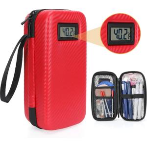 Insulin Cooler Travel Case TSA Approved, Insulin Travel Case Temperature Display, Portable Insulin Pen Cooler Travel Case for Insulin Ice Pack, Travel Diabetic Supplies (Red)