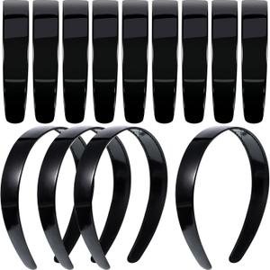 HESTYA 20 Pcs 1 Inch Black Plastic Headbands for Women Plain Craft Hairband with Teeth DIY Hair Accessories Headwear for Graduation Halloween Christmas