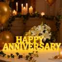 Honoson 16 Pcs Happy Anniversary Decoration Light up Letters Sign Wedding Anniversary Party Light LED Neon Table Decoration for Valentine's Day Wedding Romantic Party Decor