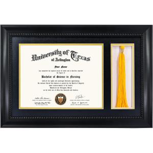 GMFrames Solid Wood Diploma Frame with Tassel Holder for 8.5x11 Certificate,Black Finish with Intricate Black Rope Detail,UV Protection Acrylic, 11x17 for 8.5x11 with Tassel